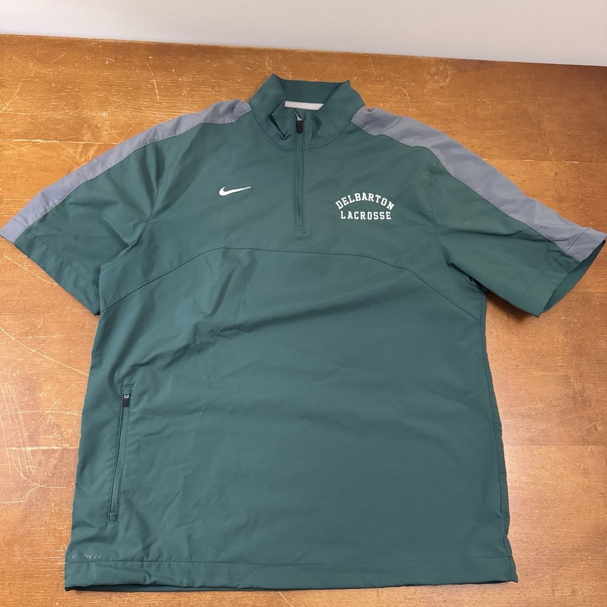 Nike Jacket Mens Medium Green Short Sleeve 1/4 Zip Pullover