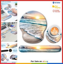 Ergonomic Mouse Pad Keyboard Wrist Rest Set Non Slip PU Base Coaster Desk