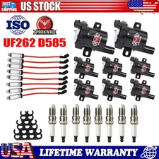 8 Set Round Ignition Coil and Spark Plug &Wire For GMC Chevy Silverado 1500 5.3L