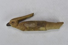 Vintage ARTISAN HAND CARVED WOOD BIRD WHISTLE MOVABLE MOUTH CLIP 08047A
