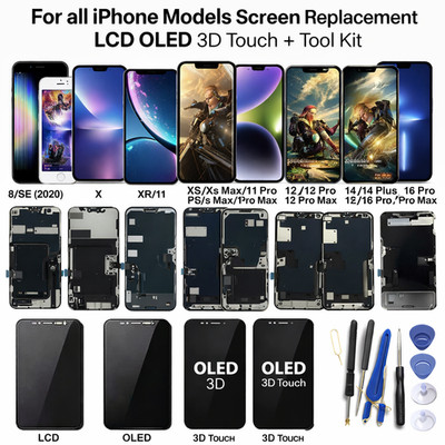 Für iPhone X XR XS Max 11 Pro 12 Bildschirm Ersatz LCD OLED 3D Touch + Tool Kit