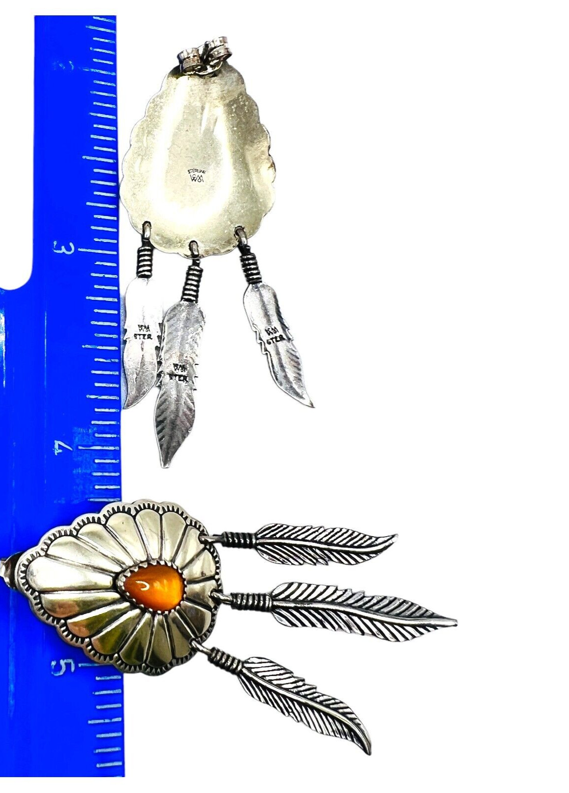 Sterling Silver Arrow Feather Dangle Earrings Sou… - image 2