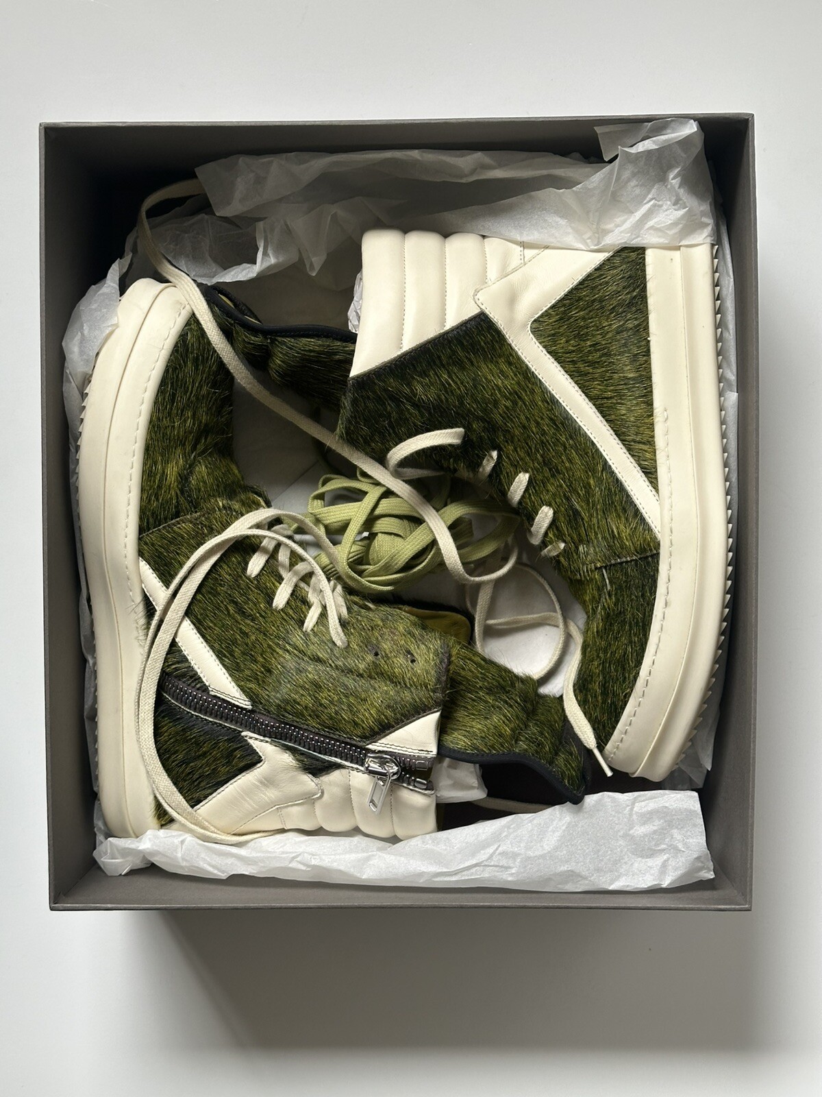 PONY Rick Owens Geobasket verde acido per capelli di cavallo