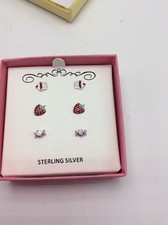 80 Macy Children Stud Earrings Cup Cake Candy Strawberry Sterling Silver C 12