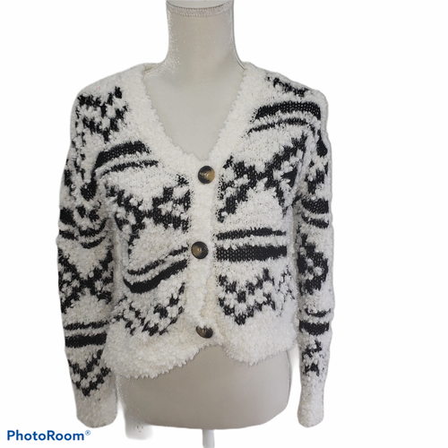 White Buttoned Fuzzy Furry Cardigan 