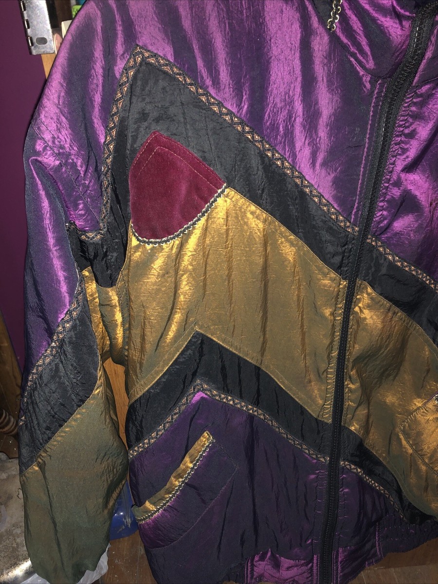 Vintage 80s Izzi Metallic Threads Landscape Ski Jacket Great