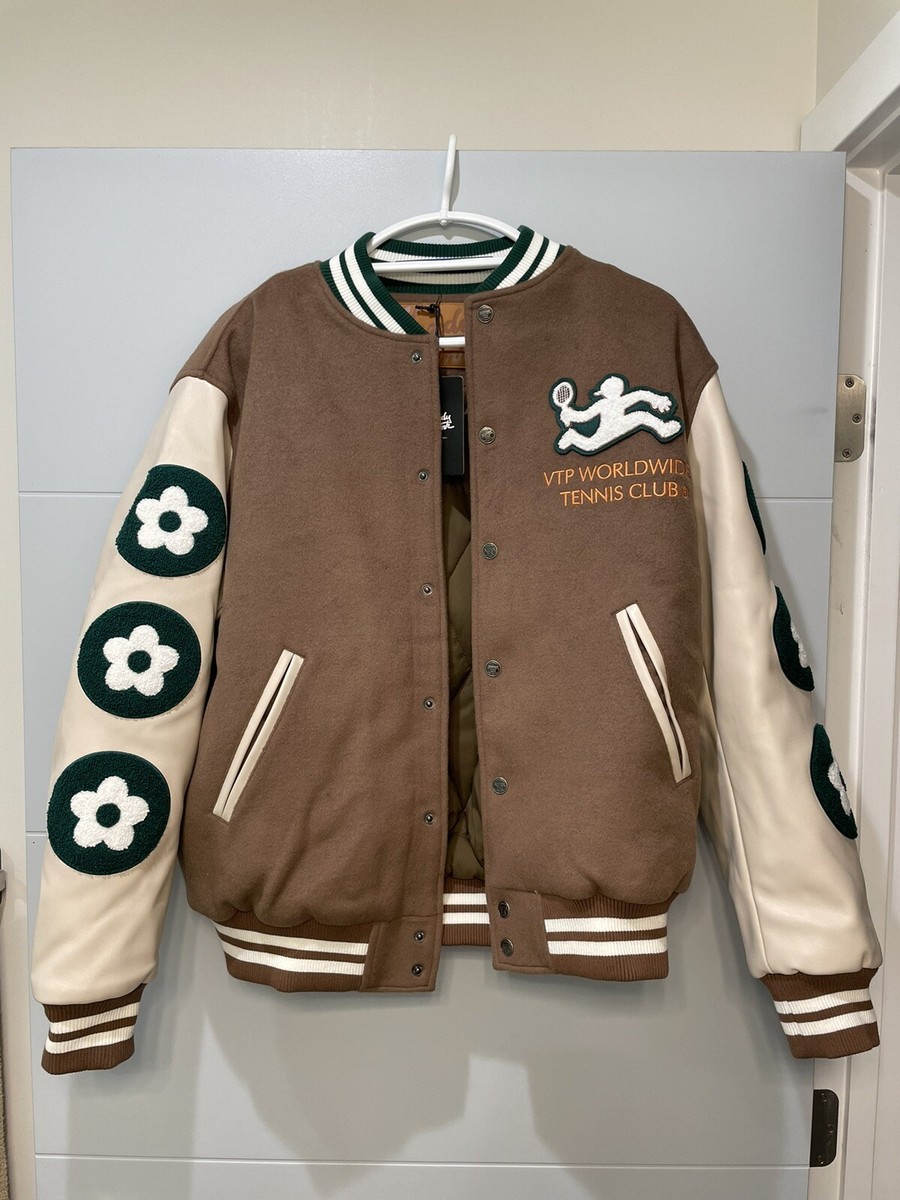Vandy The Pink - Varsity Jacket VTP Tennis Brown Tan Patches Vandy The Pink - Varsity Jacket VTP Tennis Brown Tan Patches
