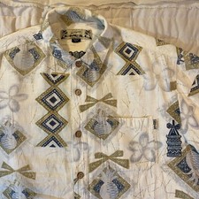 Vtg Oneill Shirt Mens L White Abstact Hawaiian Button Up Lounge Camp Surfwear