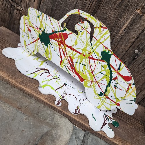 Handmade Metal Splatter Painted Rat Rod Hotrod Car Sculpture Steel Folk Art - Picture 3 of 8