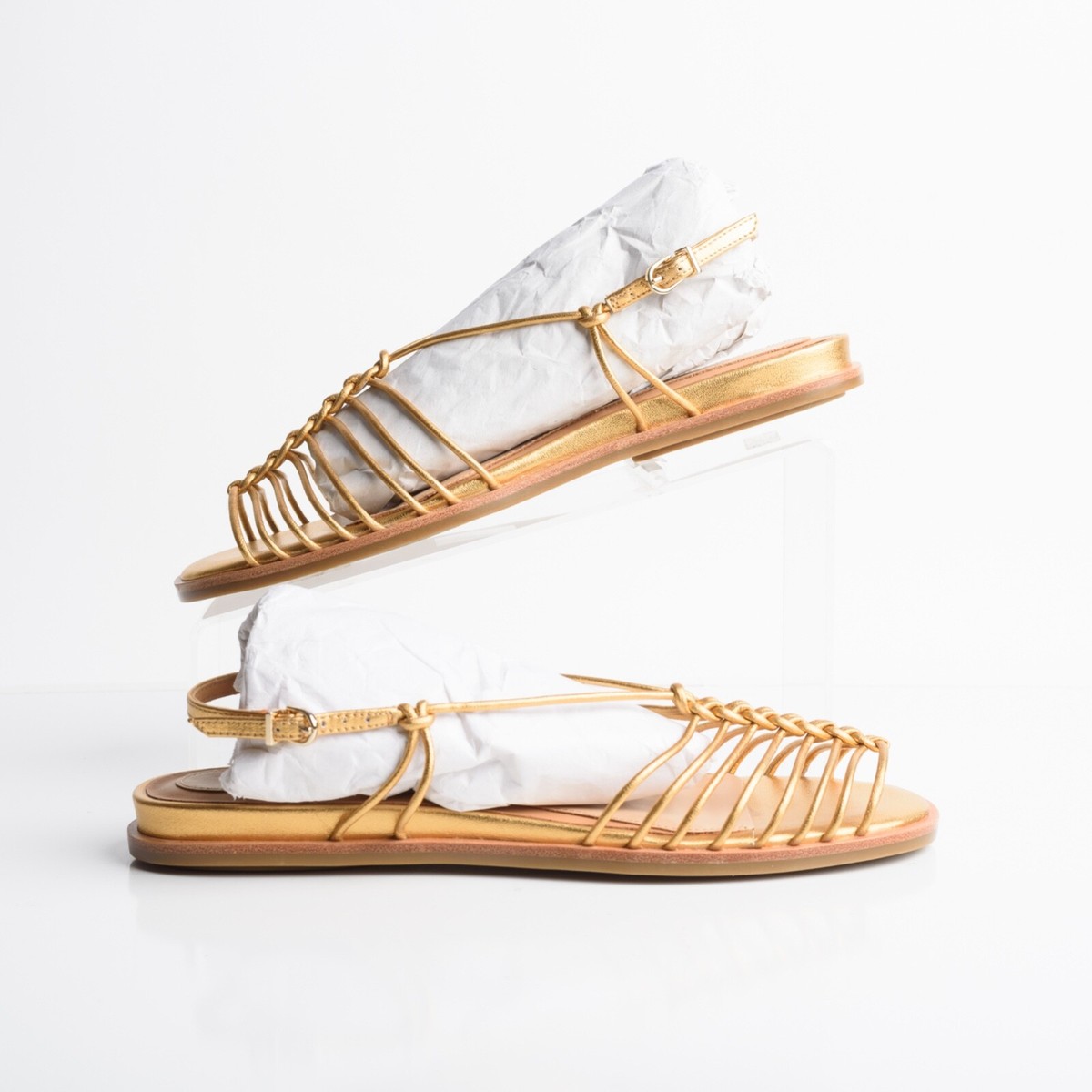 Joie Womens Gold Estin Brass Strappy Flat Sandals Flats US 9 EU 39