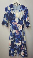 Yumi Womens Floral Print Wrap Midi Ladies Dress Size Uk 10 V-Neck Bell Sleeve