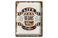 Blechschild Spruch Life Begins After Coffee 30X40 Cm Deko Schild Tin Sign