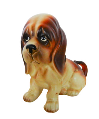 Vintage ceramic sad hound dog beagle droopy face figurine A613 | eBay