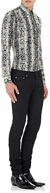 Camicia Saint Laurent Hedi Slimane FW16 stampa pitone seta 37 XS Celine