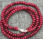 Fine 2x4mm Faceted Red Jade Rondelle Gemstone Beads Necklace 18' Silver Clasps