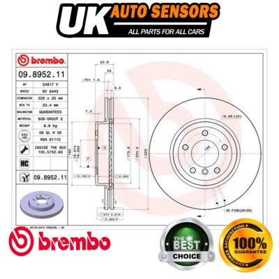 Fits BMW 3 Series 1999-2007 2.0 2.5 3.0 D Brembo Front Brake Discs