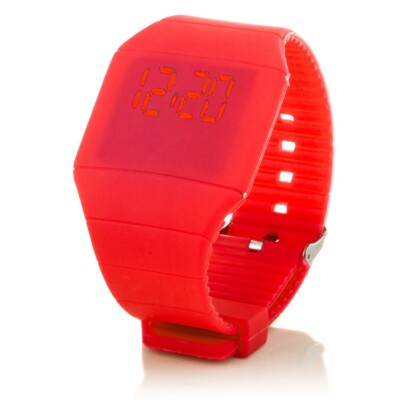 Digital Silikon LED Armband Uhr Armbanduhr Watch Herren Damen Kinder Sport  Rot - Main Image