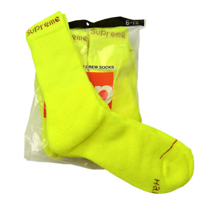 Supreme x Hanes Crew Socks Fluorescent Yellow/ SINGLES/ ONE PAIR/ BRAND NEW