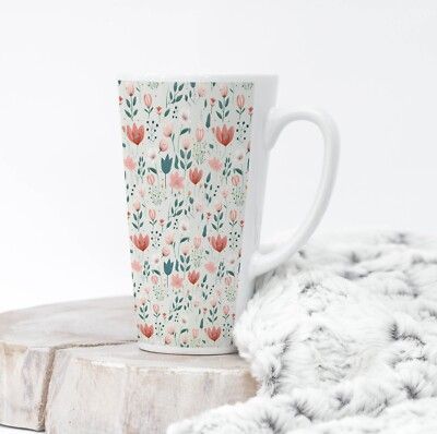 Cottagecore Colorful Flowers Coffee Tea Latte Mug Cup 17 Oz Ceramic by Mugzan