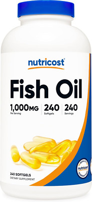 Nutricost Fish Oil Omega 3 Softgels with EPA & DHA, 1000Mg 240 Softgels, Non-Gmo