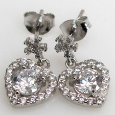 ADORABLE 2 CT ROUND CUT HEART SHAPE 925 STERLING SILVER STUD EARRINGS