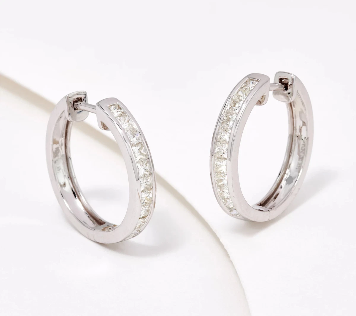Affinity Diamonds Princess Cut Huggie Hoops 14K Gold 1cttw QVC