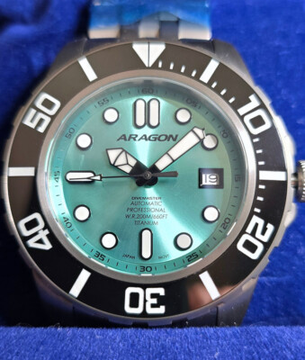 NEW! ARAGON Titanium 45mm Teal Dial Special Edition Sapphire Crystal Ceramic Bzl