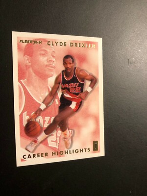 clyde drexler autographed basketball