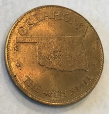 Oklahoma City State Flower Mistletoe Scissor Tailed  Flycatcher Coin Medal