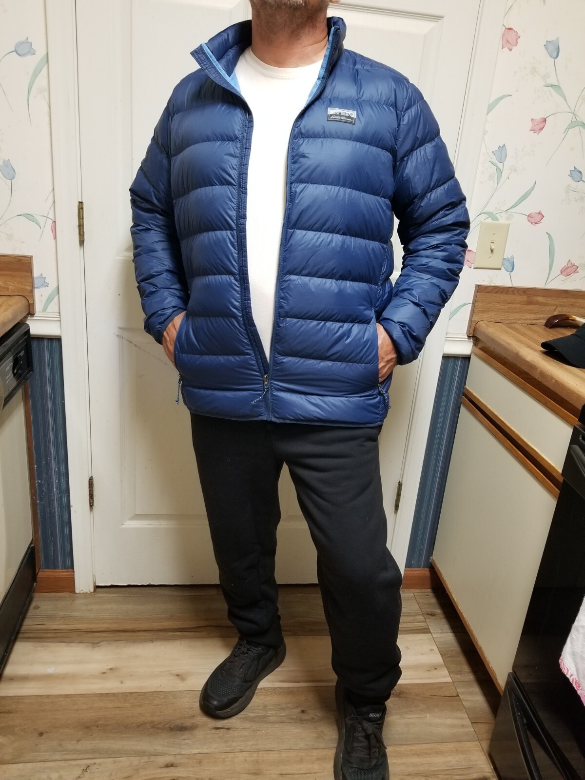 Eddie Bauer Men's Down Packable Jacket Microlight Sizes Large Blue 650