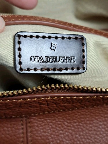 Ora Delphine Jacqueline Pebbled Leather Nutmeg Brown Shoulder Purse Bag - Picture 13 of 15