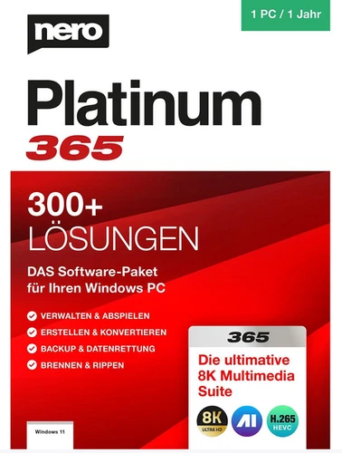 Nero Platinum 365 1 PC - 1 Jahr ESD Brenn-Software Android, MacOS, Windows, iOS