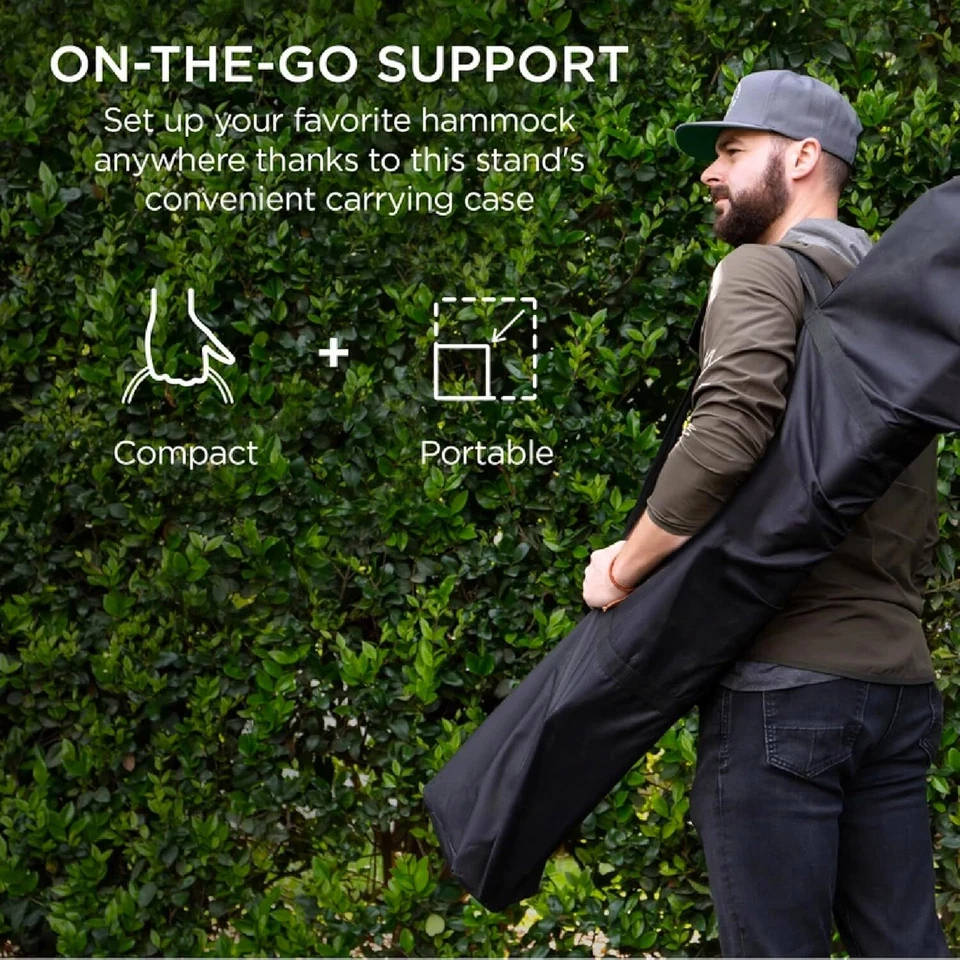 Soporte para hamaca portátil de acero de alta resistencia de 9 pies Best Choice Products con rueda incorporada Foto 4 de 4