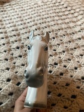 Vintage 1950's Mid-Century White Gray Horse Bristle Brush