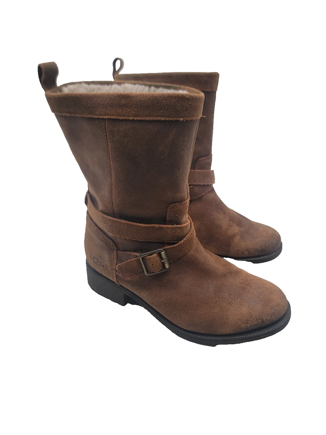 Stivali da motociclista UGG donna taglia 8 Glendale impermeabili in pelle Chipmunk