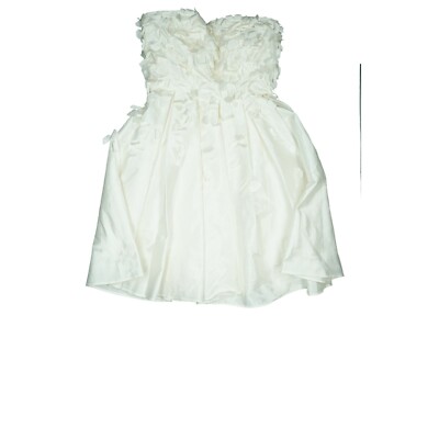 Unique Abend Cocktail Ballon Party Brautjungfern Kleid 36 S Weiß Creme Glanz NEU