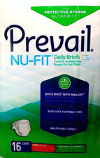 x3 Prevail Nu-Fit Incontinence Daily Briefs Unisex 48ct Medium / 32" to 44"