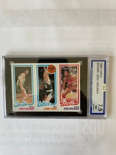 1980 TOPPS PANEL LARRY BIRD FRED BROWN RON BREWER ISA RATED 7.5