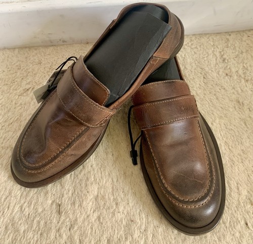 BNWT ZARA BROWN LEATHER MULE LOAFER SHOES FLATS SIZE: EU41 UK8 - Picture 3 of 10