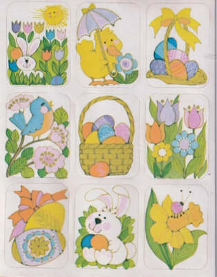 Vintage 1980s 1990s 2000s Sticker Sheet, Eureka Spring Sticker Squares, Flowers,