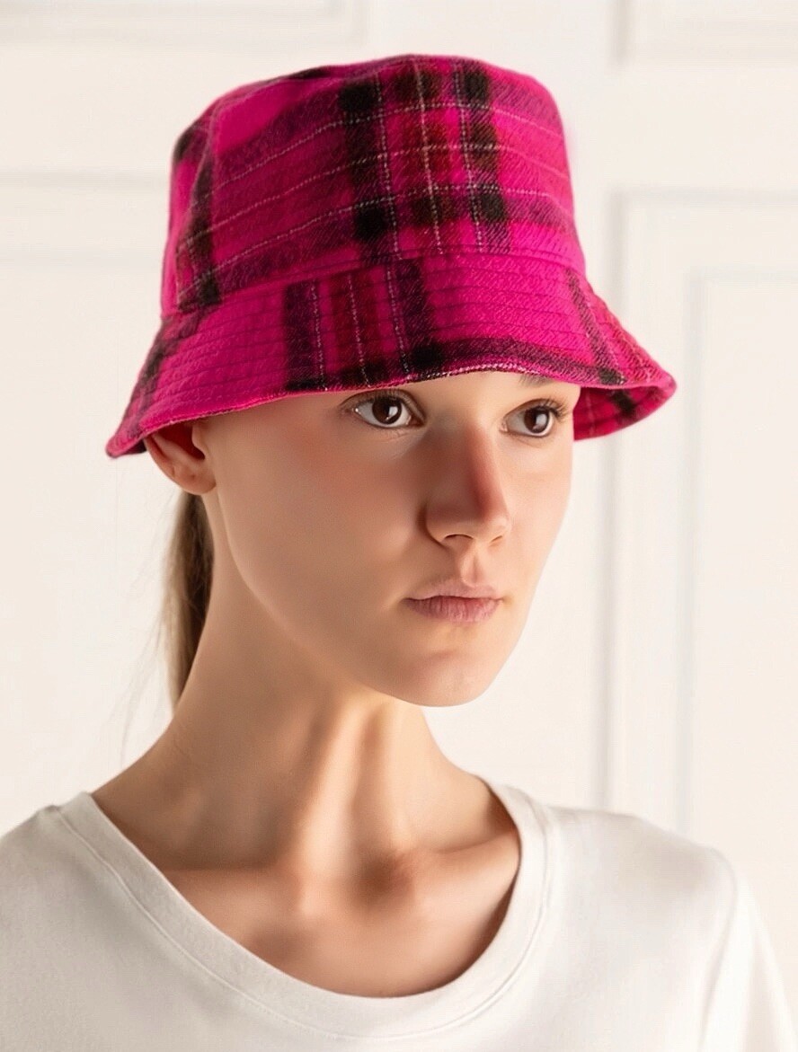 Philosophy di Lorenzo Serafini Wool Plaid-Check Bucket Hat  display picture 1