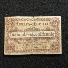 Deutsches Reich Lokalausgabe 1920-Gutschein 25 Pf. Hannover Handelskammer