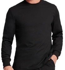Cherokee Unisex Scrub Top Modern Crew neck Black Size Large NEW Long Sleeve
