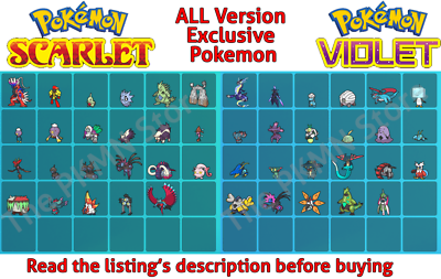 Pokemon Violet Scarlet ALL Version Exclusives Shiny Tera Max IV EV (Read 