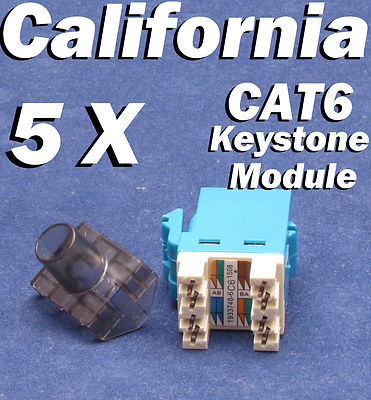 5 Pcs LOT Keystone 8P8C CAT6 RJ45 Network 110 Style Socket Punch Down Jack Blue
