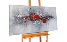 Peinture acrylique 'PEARLS AND ROSES' | Oeuvre peinte a la main | 120x60cm