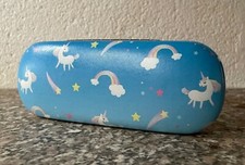 Bright Unicorn Print Glasses Case Pink or Blue Hard Case for Sunglasses