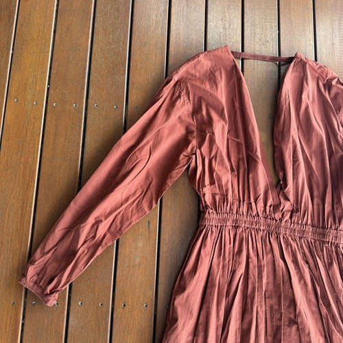 Matteau Size 12 Open Back Plunge Dress Rust Red Cocktail - Picture 6 of 13