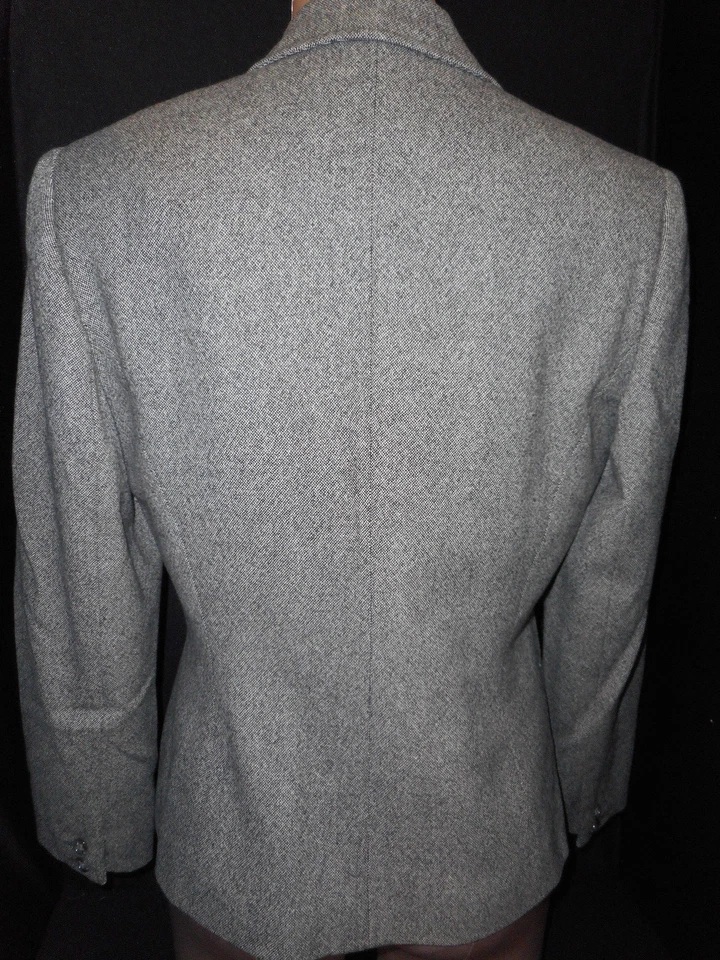 OSCAR DE LA RENTA Womens 2 Piece Pants Suit Blazer Jacket Sz 6 Gray Black Wool - Image 4 of 4