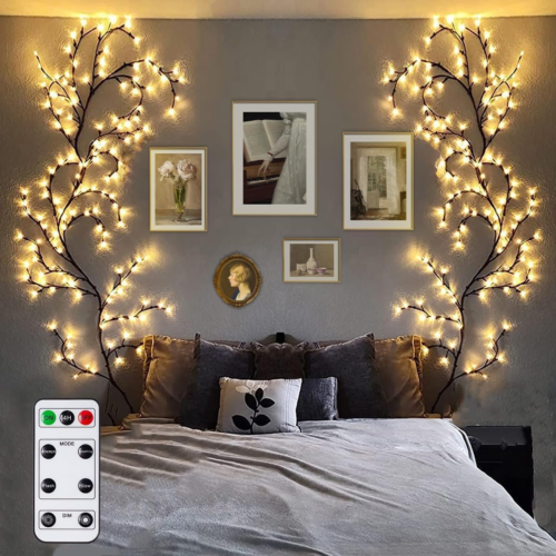 LED Tree Branch Lights for Wall:7.5Ft Flexible Vine Fairy Lights with Remote Con